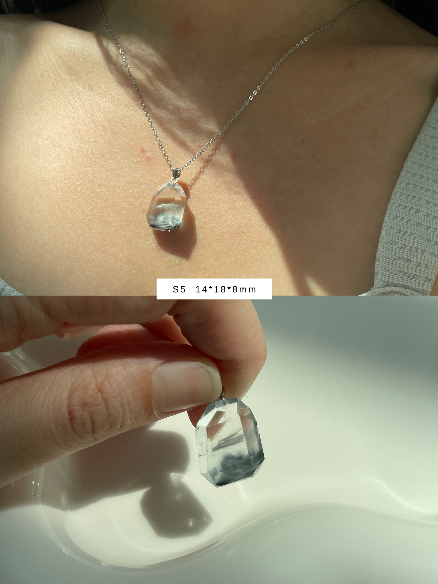 蓝兔毛吊坠 Blue Rabbit Hair Rutilated Quartz Pendant