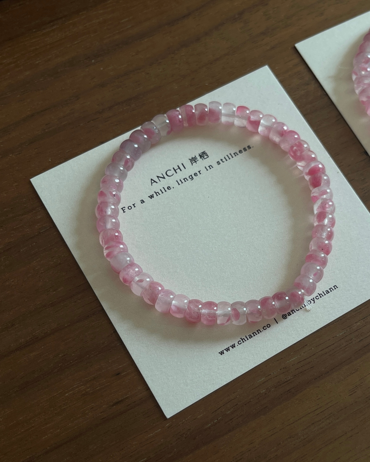 樱花雨蔷薇辉手串 (直切)Rhodonite Bracelet