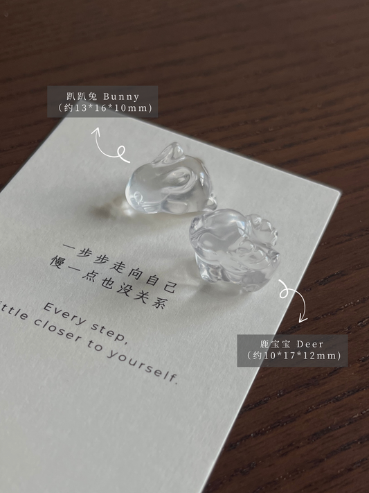 【趴趴兔】/ 【鹿宝宝】白水晶迷你摆件 Clear Quartz Mini Deco