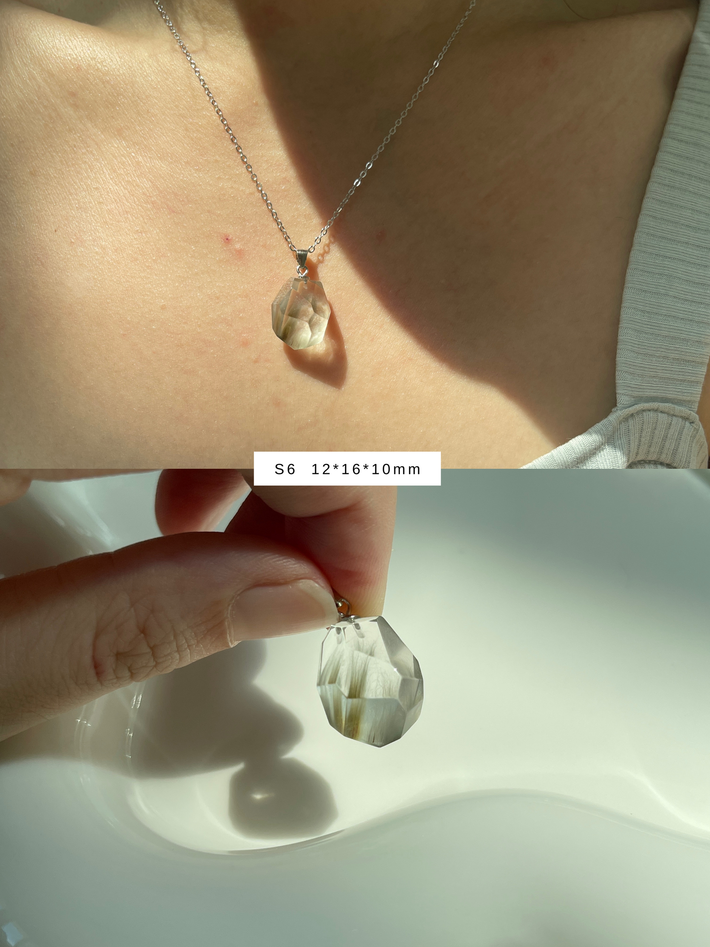 蓝兔毛吊坠 Blue Rabbit Hair Rutilated Quartz Pendant