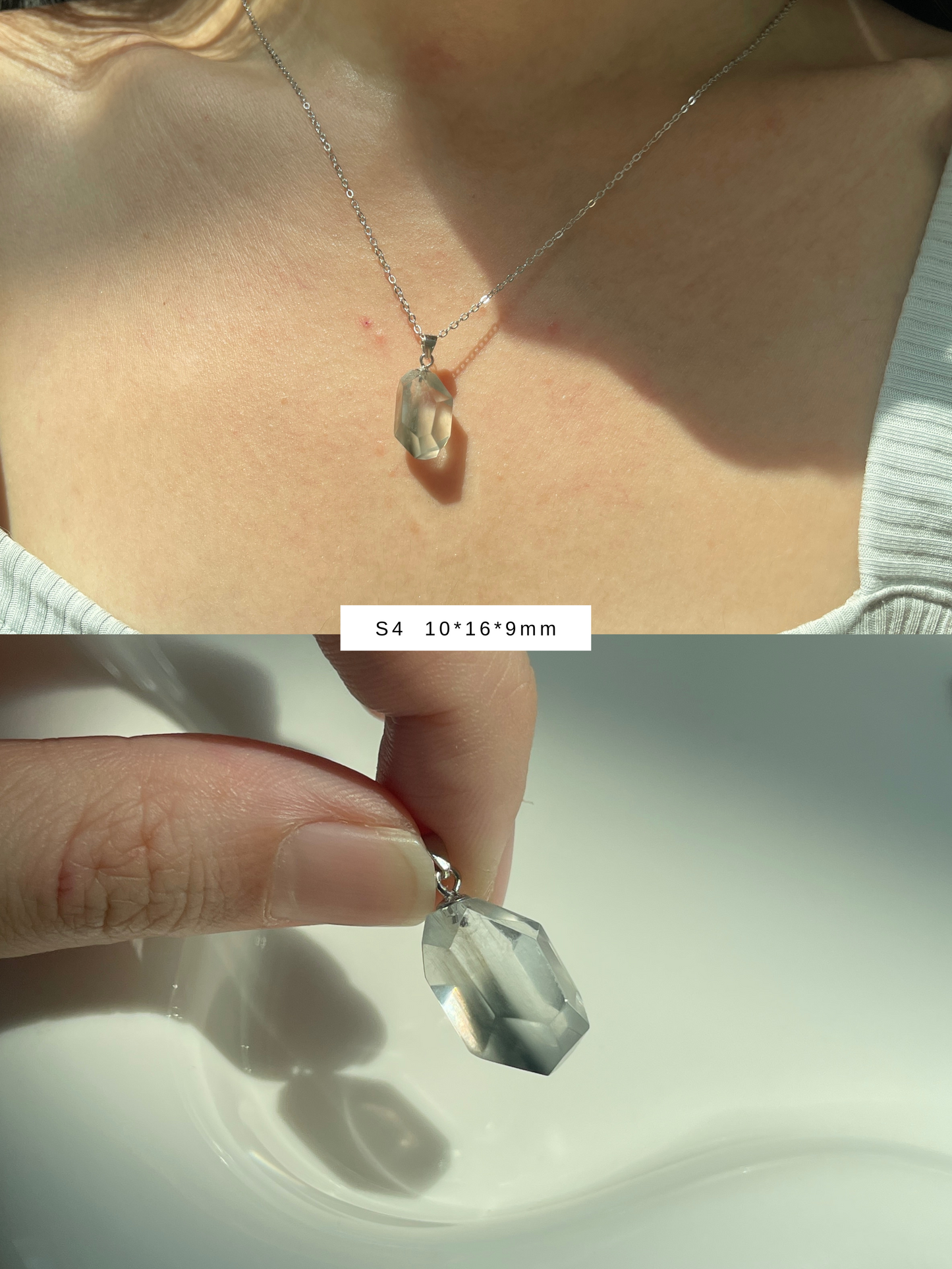 蓝兔毛吊坠 Blue Rabbit Hair Rutilated Quartz Pendant