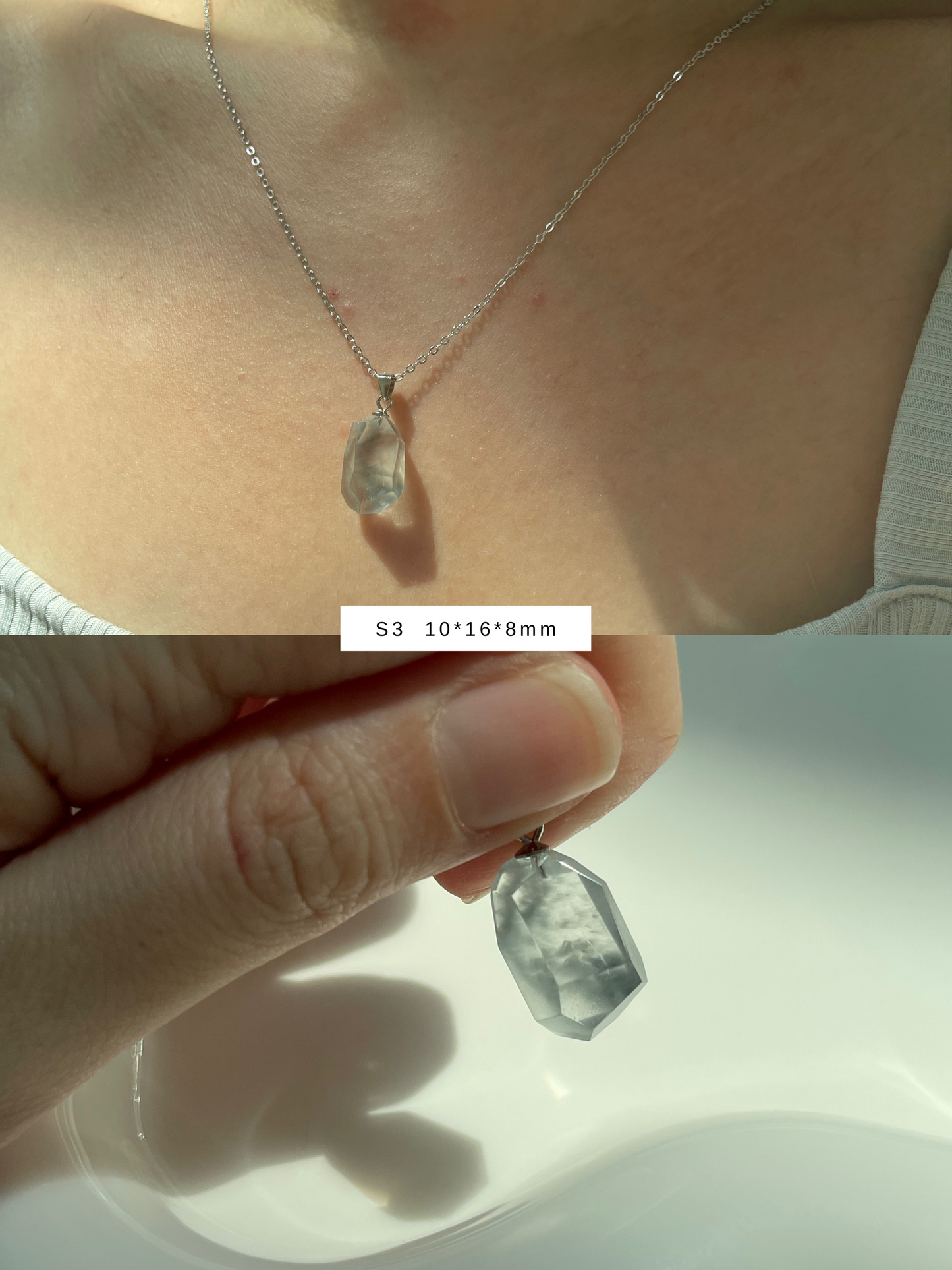 蓝兔毛吊坠 Blue Rabbit Hair Rutilated Quartz Pendant