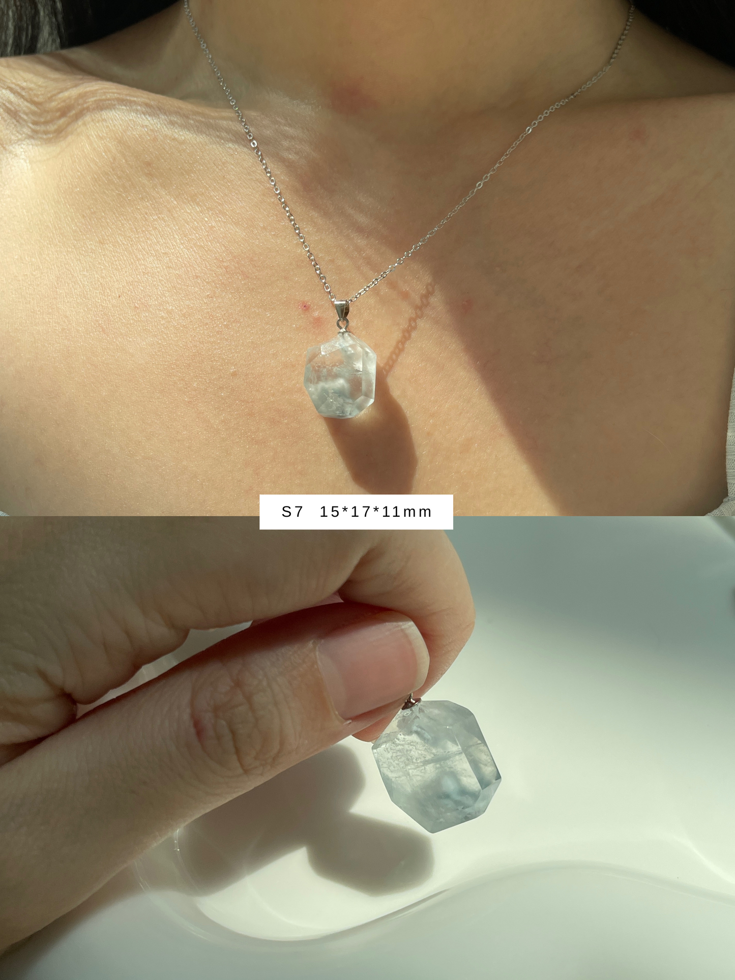蓝兔毛吊坠 Blue Rabbit Hair Rutilated Quartz Pendant