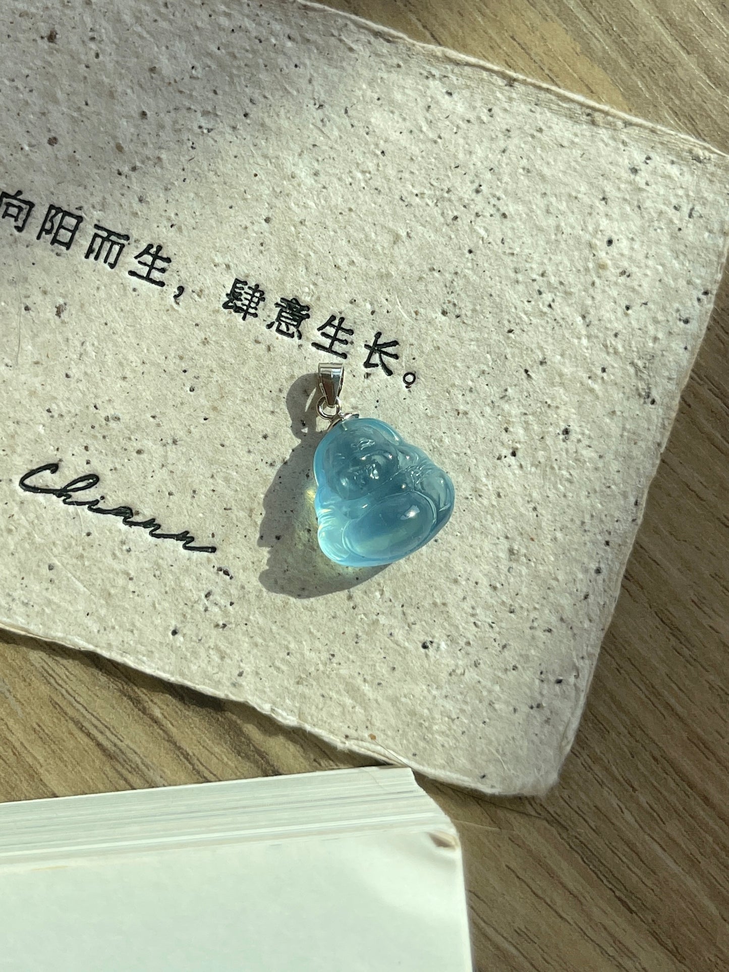 海蓝宝弥勒佛吊坠 Aquamarine Mi-Le Buddha Pendant