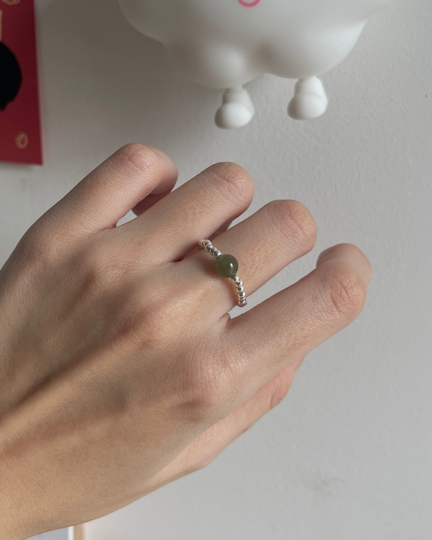 【和田玉】小银珠戒指 Nephrite Jade Ring