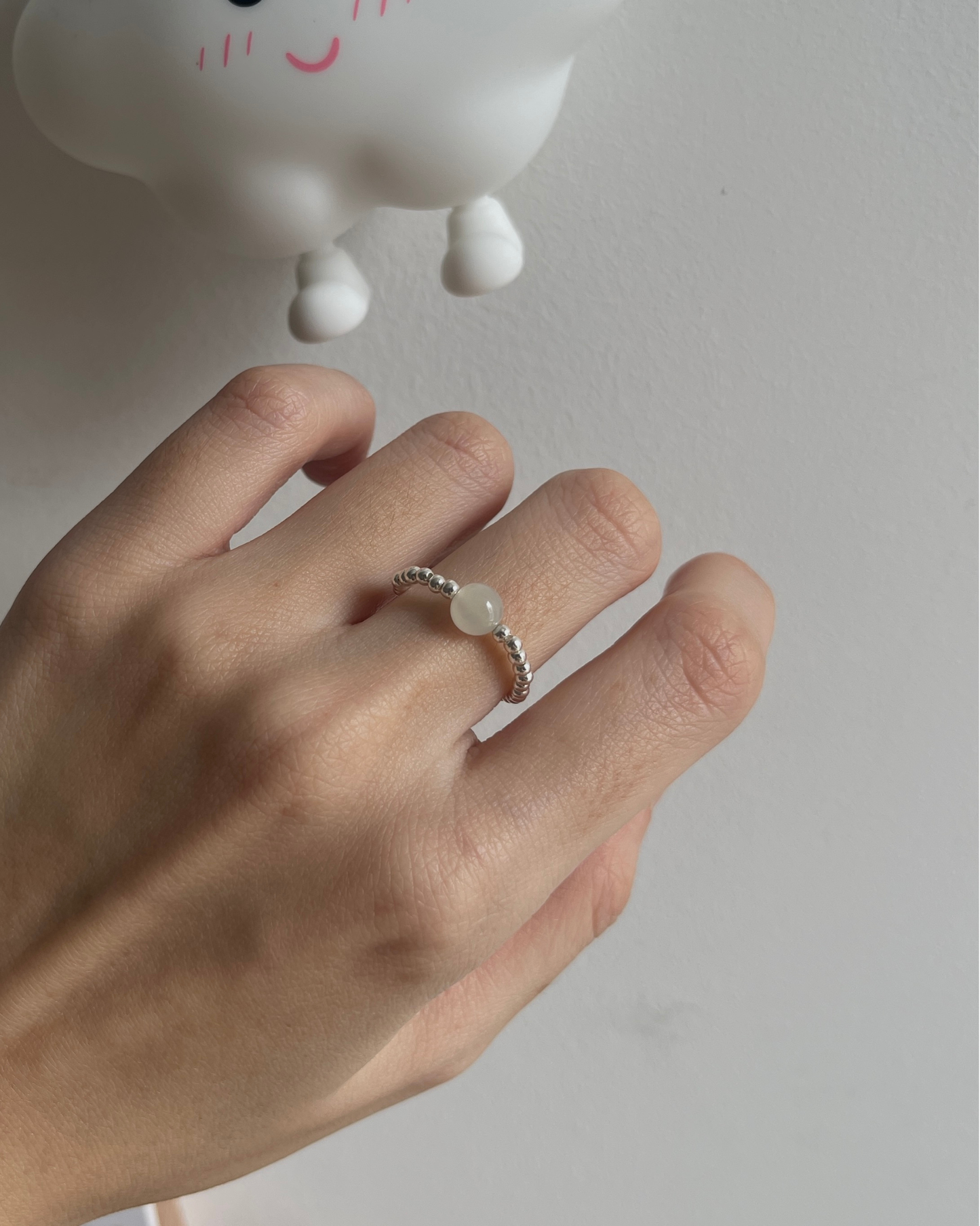 【和田玉】小银珠戒指 Nephrite Jade Ring