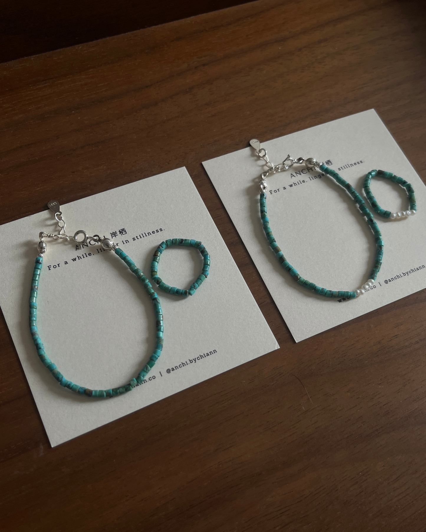 Anchi -【松岚】【松月】湖北松石手链 Hubei Turquoise Bracelet