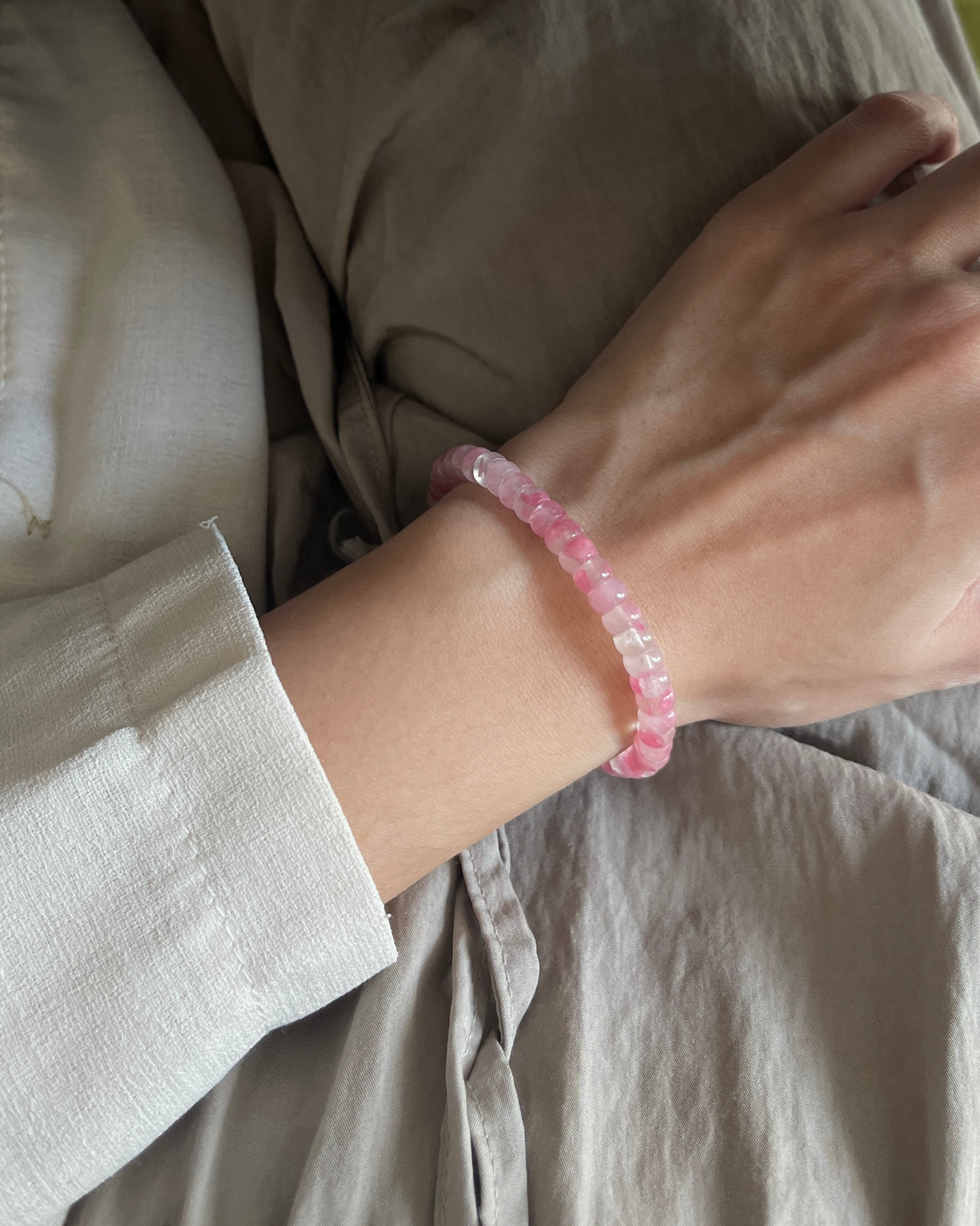 樱花雨蔷薇辉手串 （直切）Rhodonite Bracelet