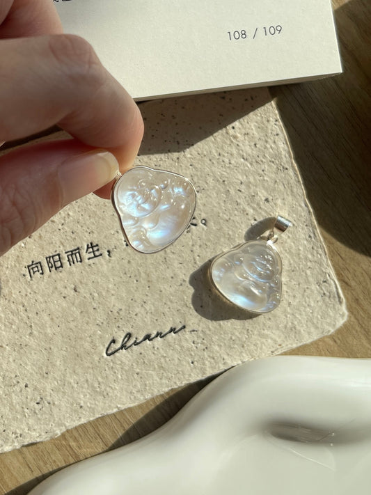 蓝月光弥勒佛吊坠 Blue Moonstone Mi-Le Pendant