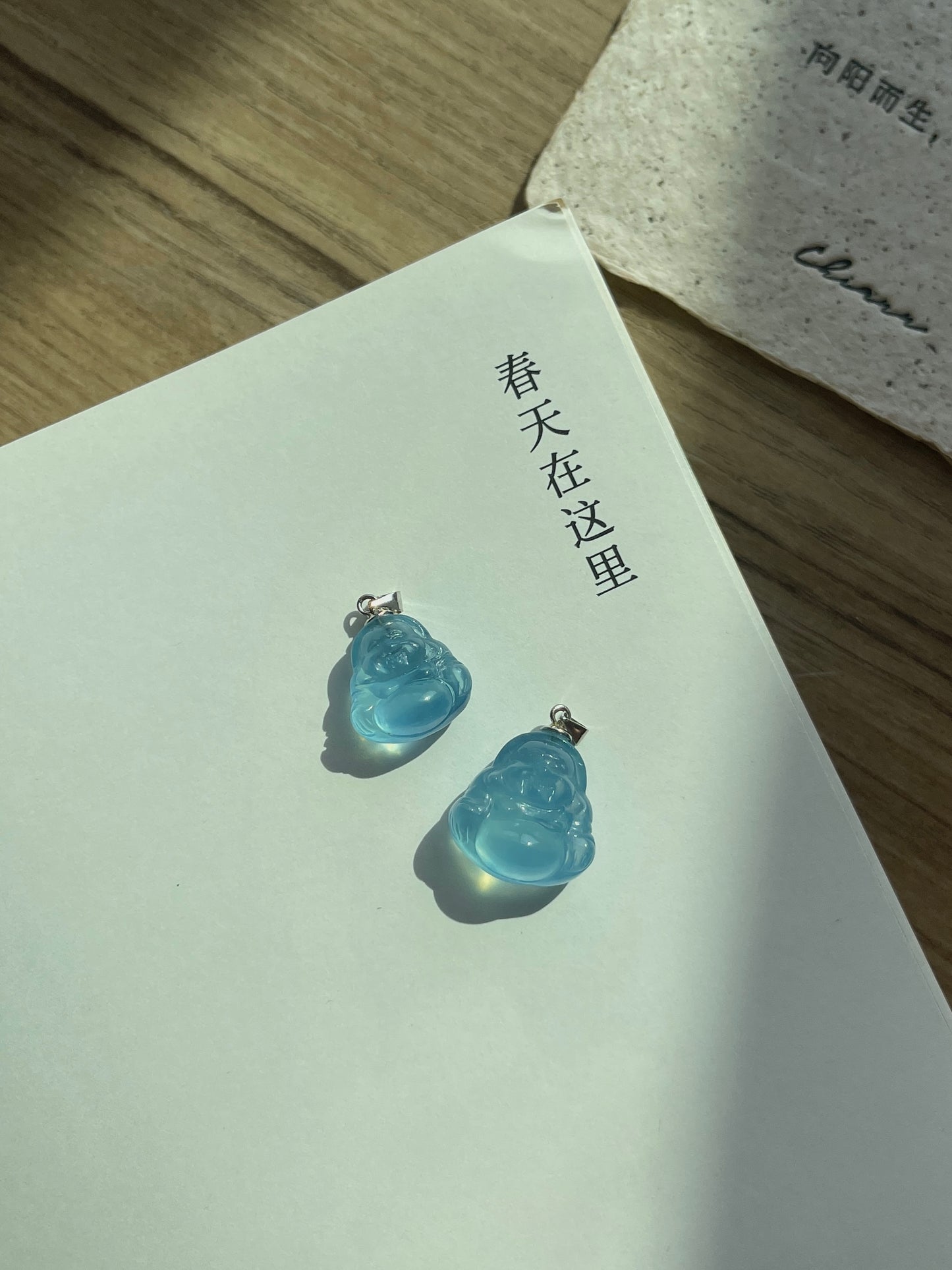 海蓝宝弥勒佛吊坠 Aquamarine Mi-Le Buddha Pendant