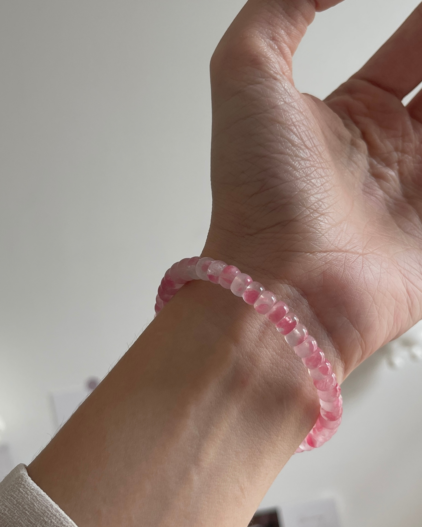 樱花雨蔷薇辉手串 （直切）Rhodonite Bracelet