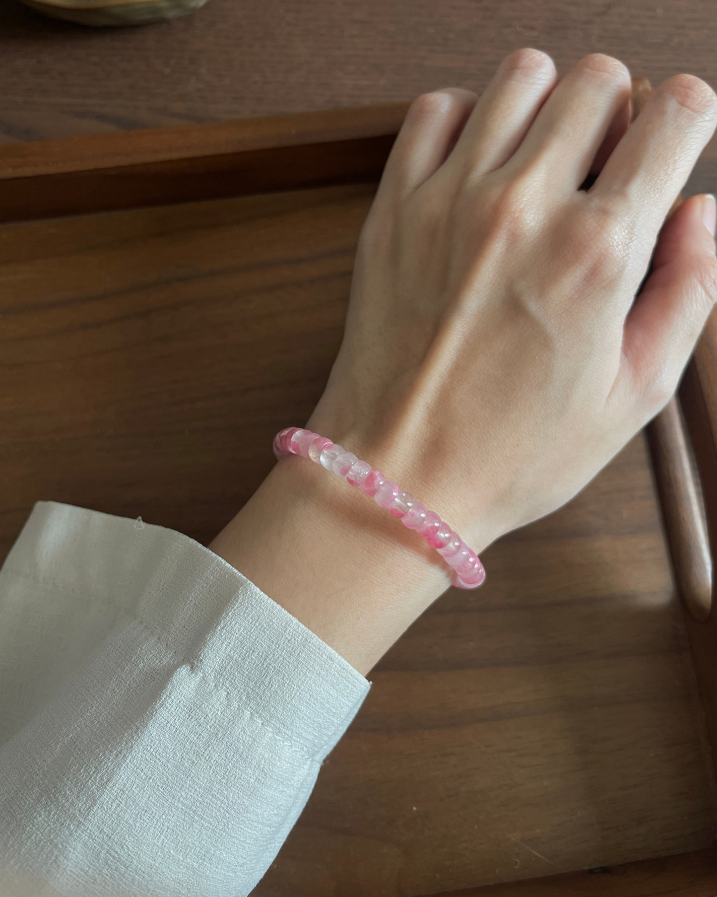 樱花雨蔷薇辉手串 （直切）Rhodonite Bracelet