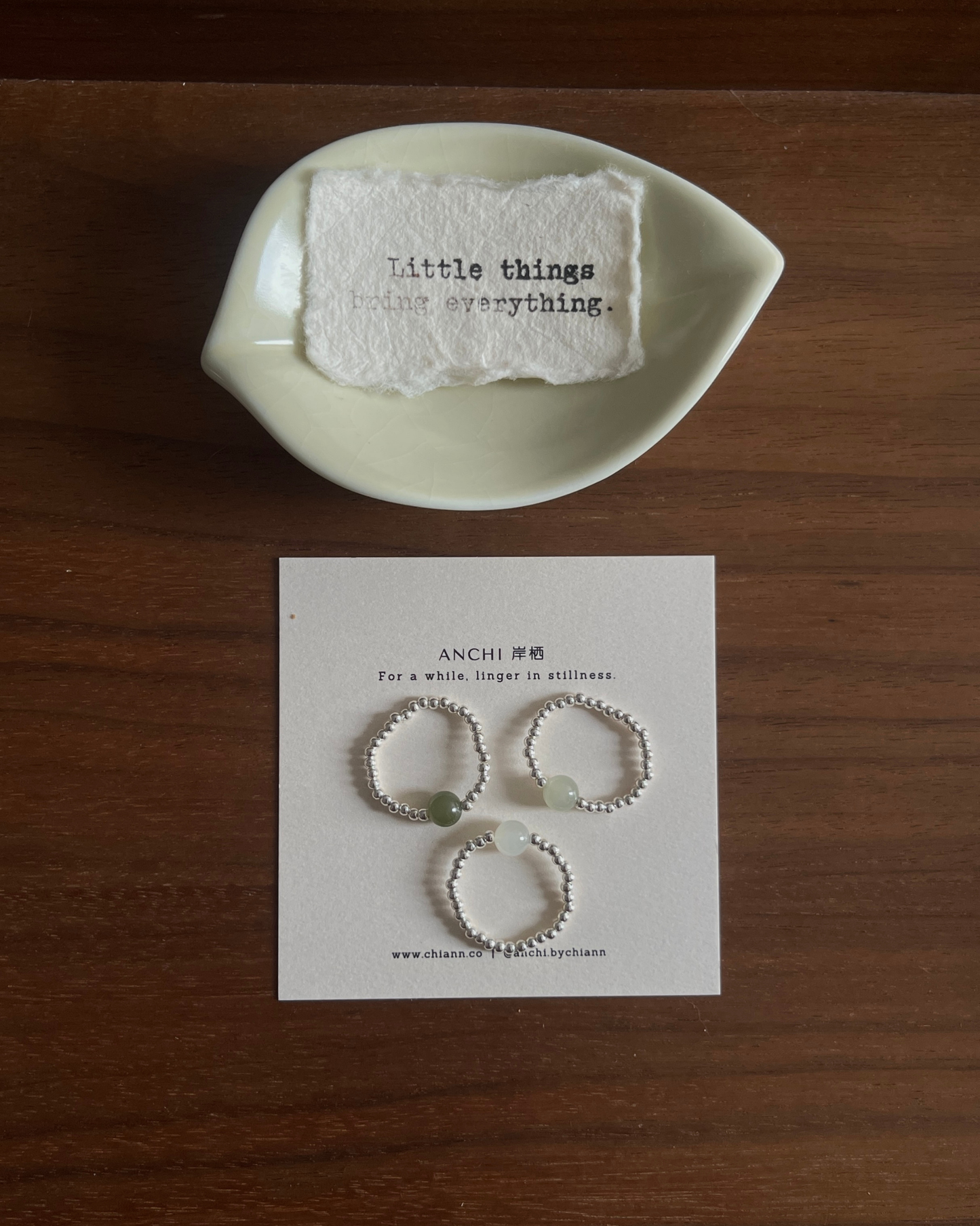 【和田玉】小银珠戒指 Nephrite Jade Ring