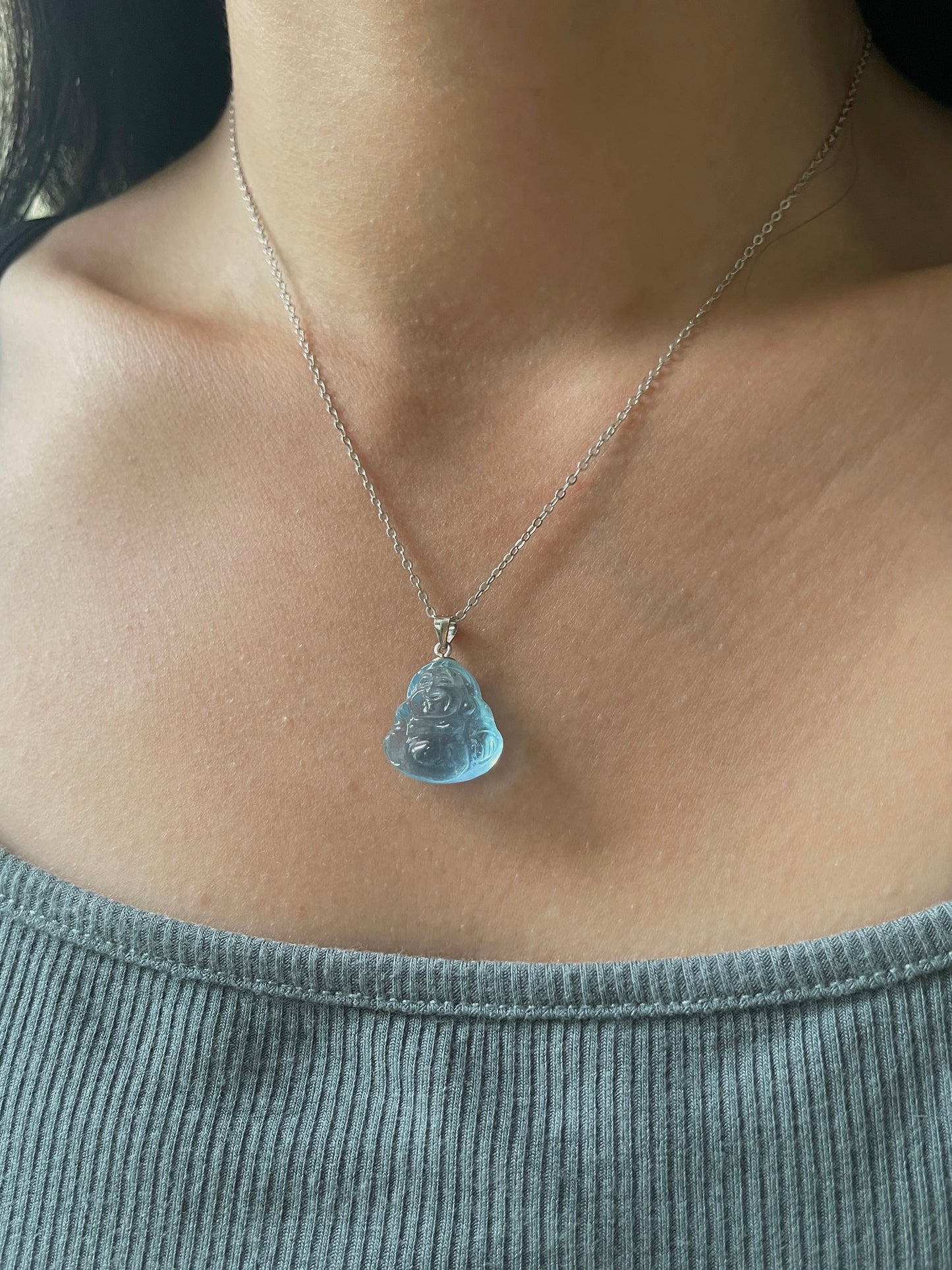 海蓝宝弥勒佛吊坠 Aquamarine Mi-Le Buddha Pendant