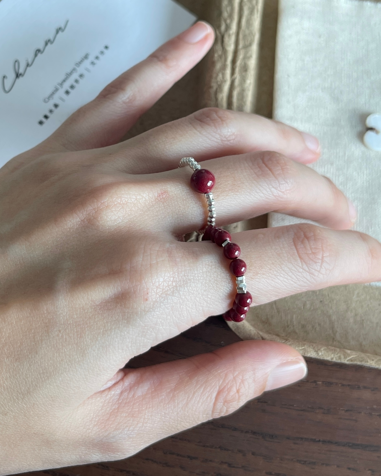 ANCHI - 【Silent Red】紫金砂碎银戒指