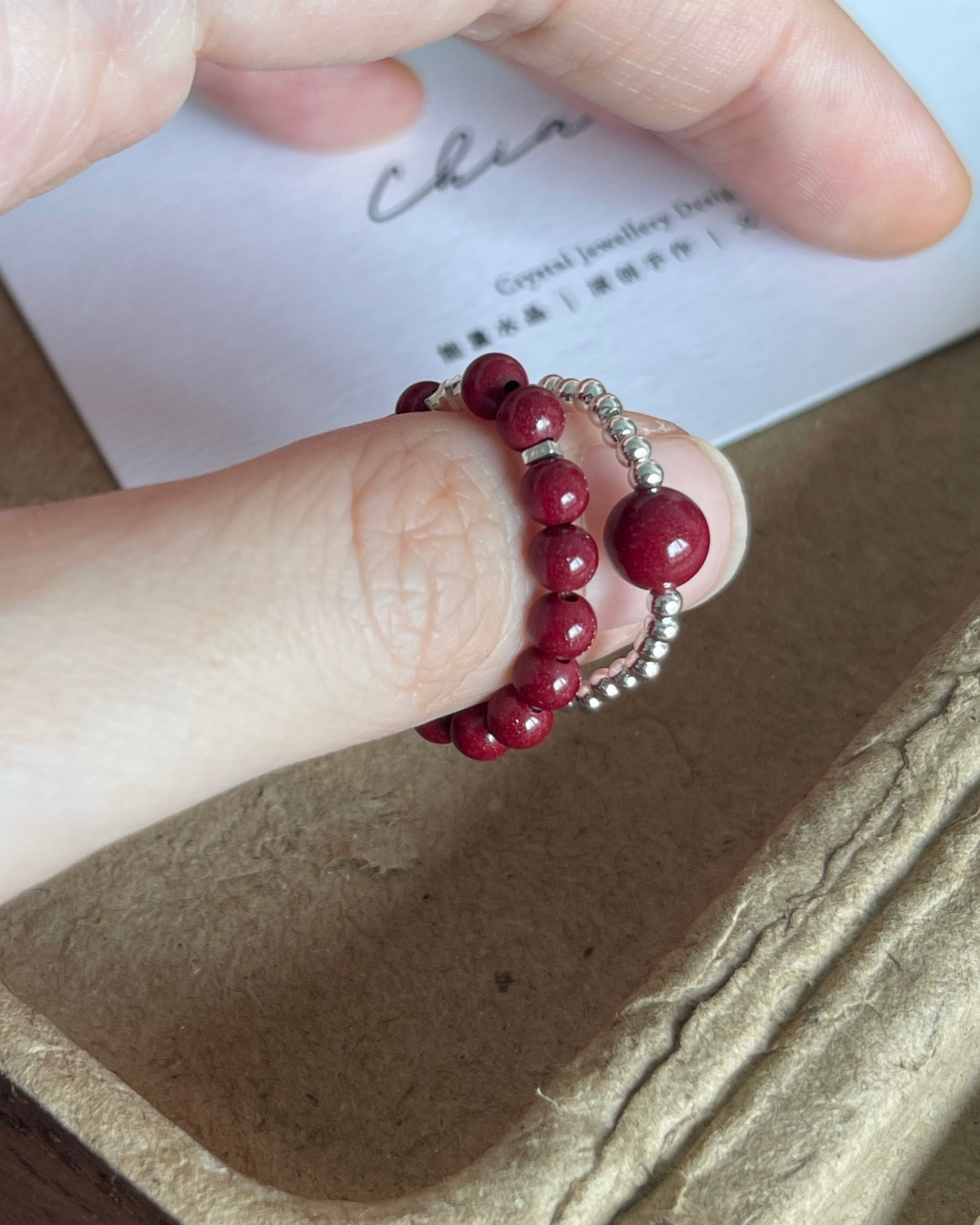 ANCHI - 【Silent Red】紫金砂碎银戒指