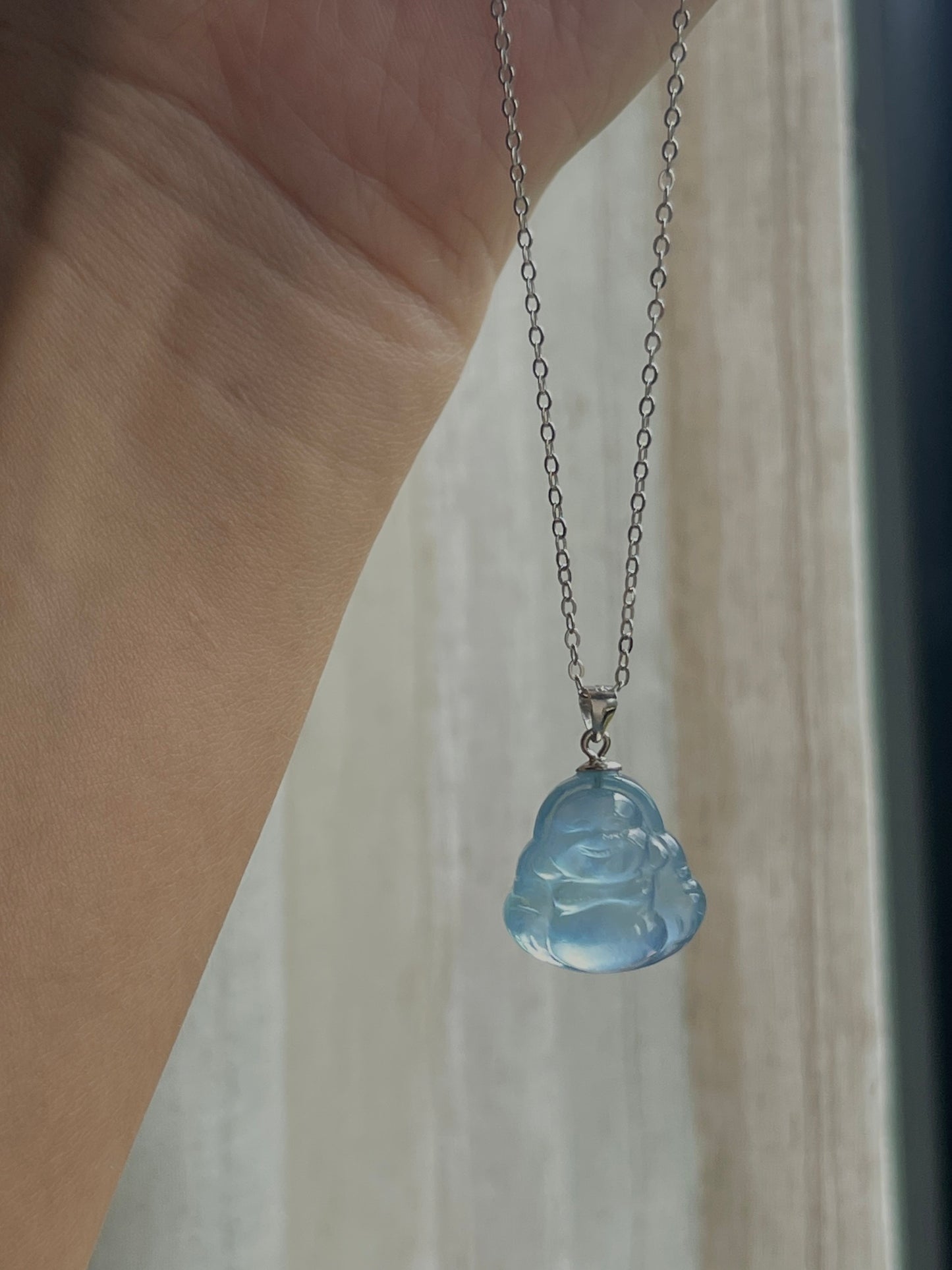 海蓝宝弥勒佛吊坠 Aquamarine Mi-Le Buddha Pendant