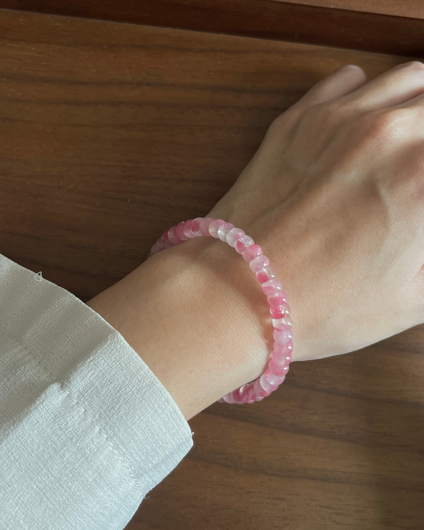 樱花雨蔷薇辉手串 （直切）Rhodonite Bracelet