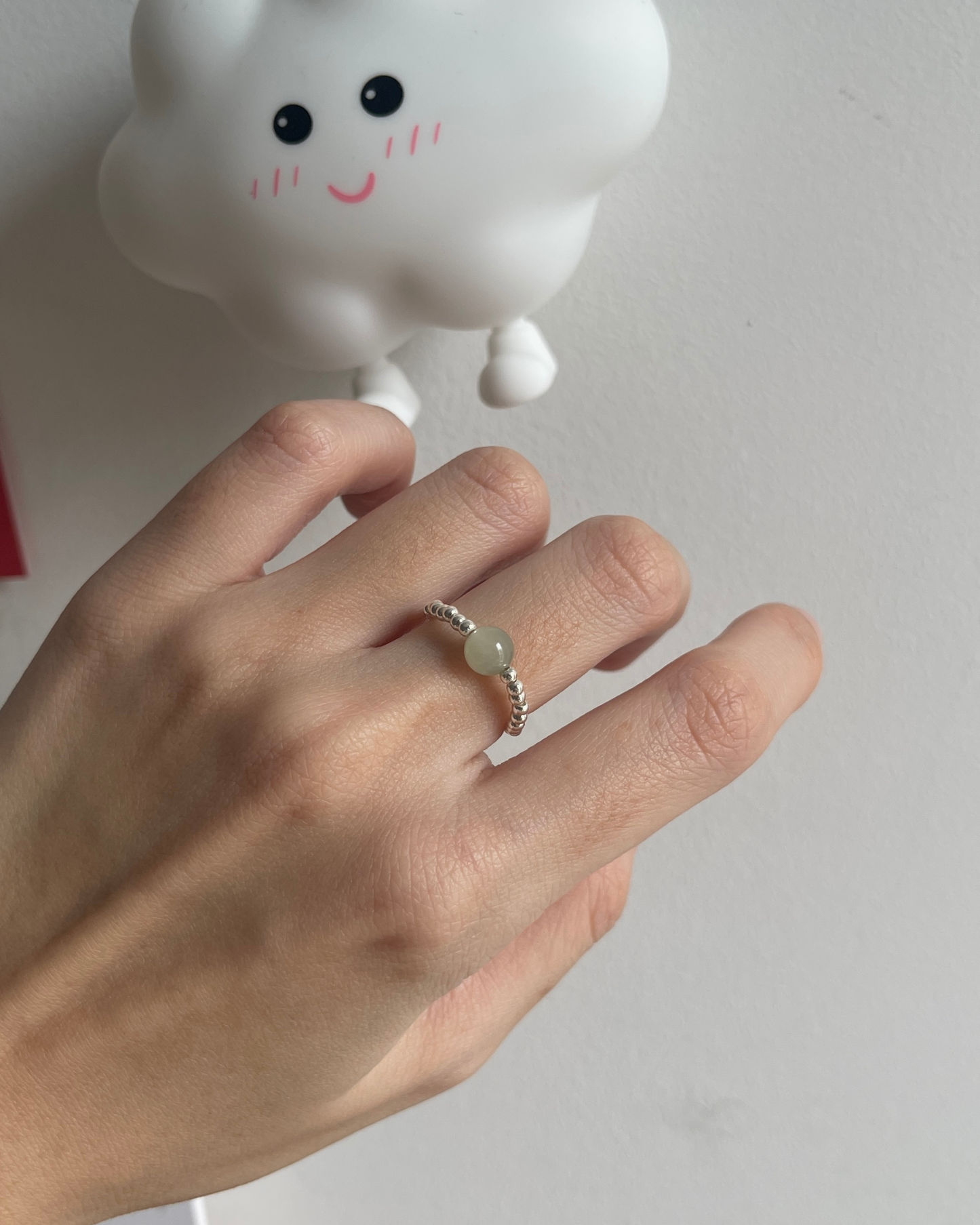 【和田玉】小银珠戒指 Nephrite Jade Ring